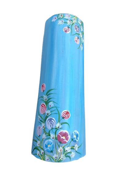 Χειροποίητο ΔιακοσμητικόΚεραμίδι σε Γαλάζιο Χρώμα με Λουλούδια