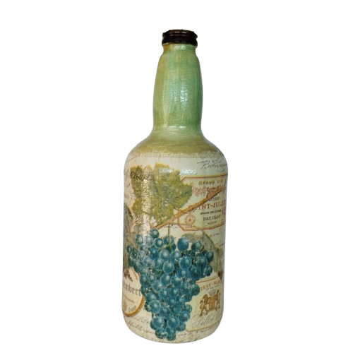 Διακοσμητικό Μπουκάλι με Σχέδιο Σταφυλιών και Ρετρό Λεπτομέρειες