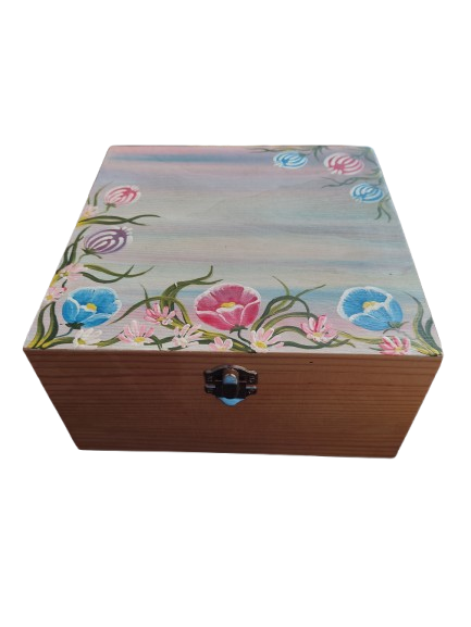 Ξύλινο Κουτί με Χειροποίητη Ζωγραφική