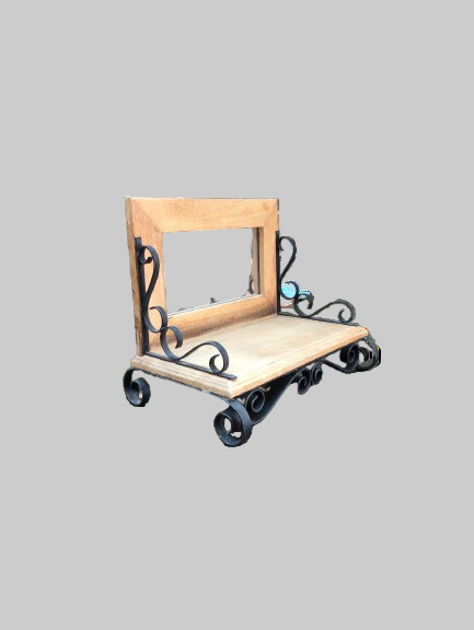 Ξύλινο Ραφάκι με Καθρέφτη και Μεταλλικές Λεπτομέρειες